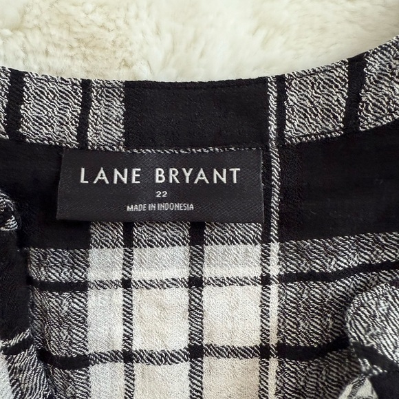 LANE BRYANT Flannel Plaid Shirtdress Black White Tie Waist Plus Size 22 - Picture 6 of 10